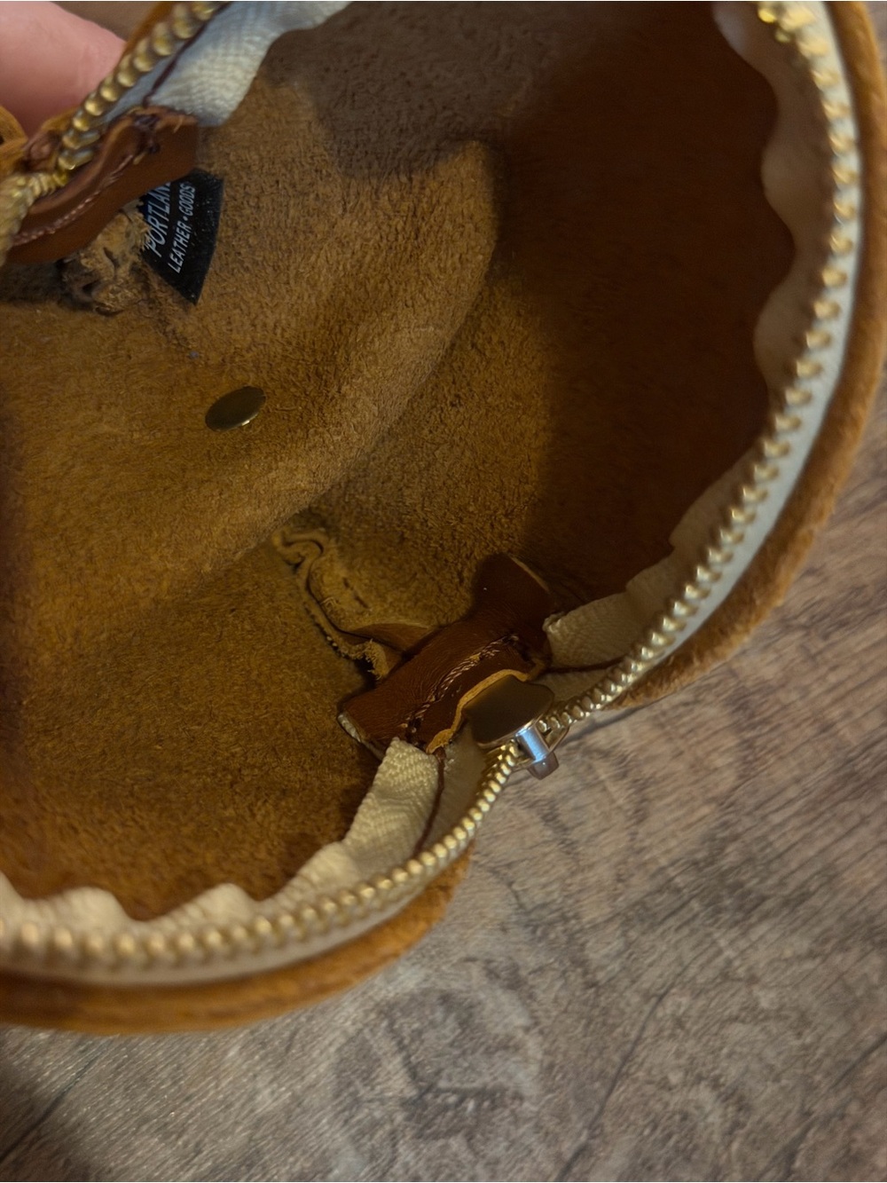 Portland leather goods fortune cookie keychain bag charm - Picture 4 of 4